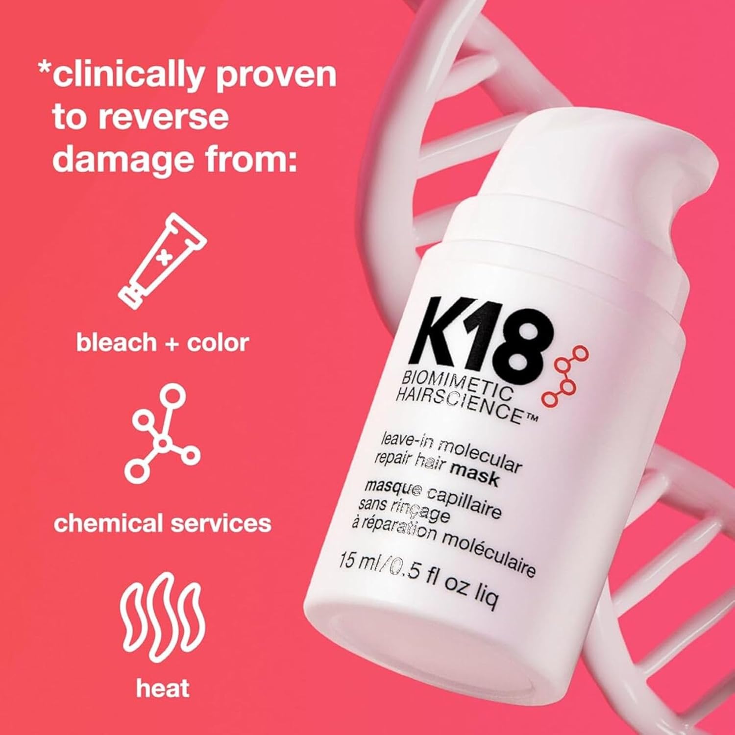 K18 Leave-In Repair Hair Mask Treatment to Repair Dry or Damaged Hair